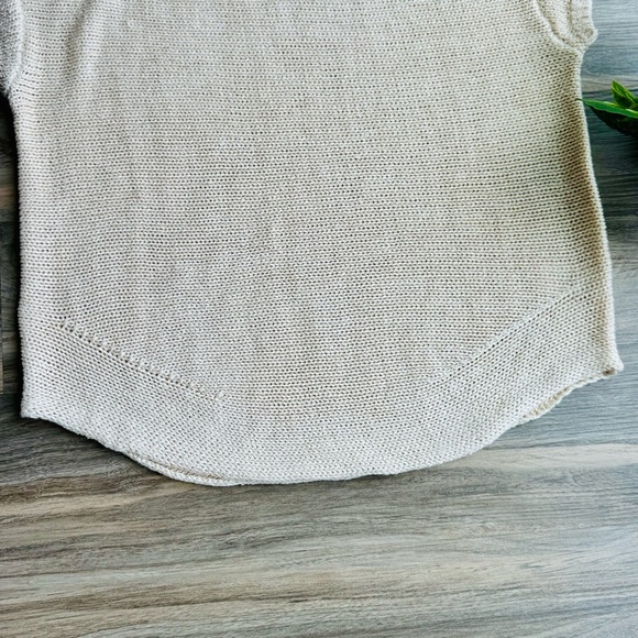 Talbots Linen Cap Sleeve Oversized Pullover Beige Knit Sweater Top - Size S - Picture 9 of 11